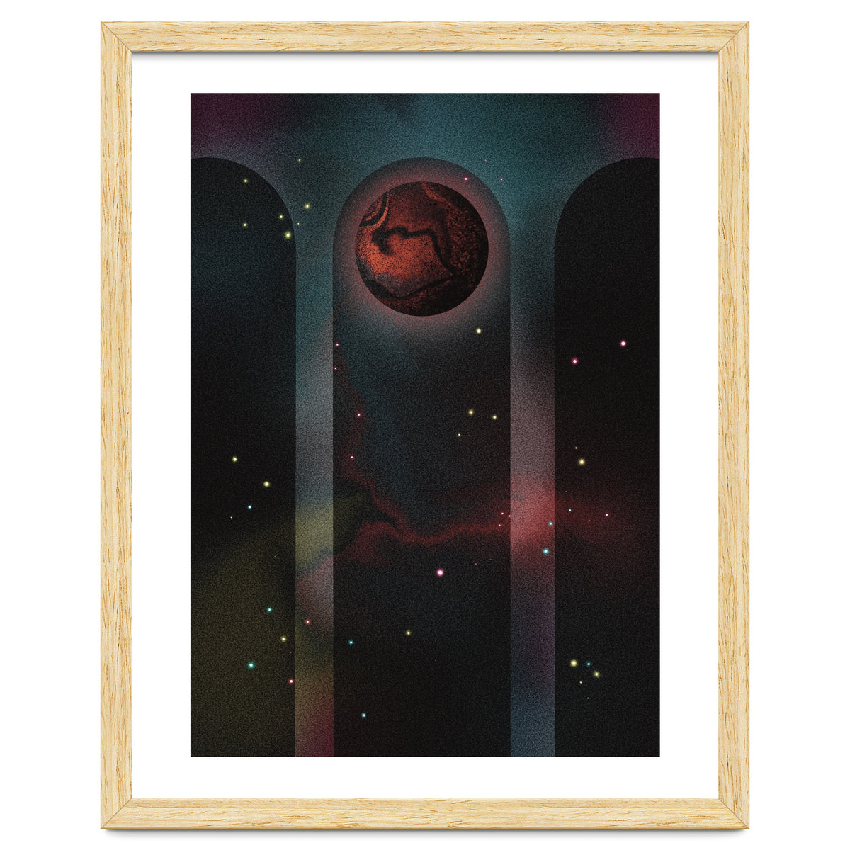 Space Temple with red planet