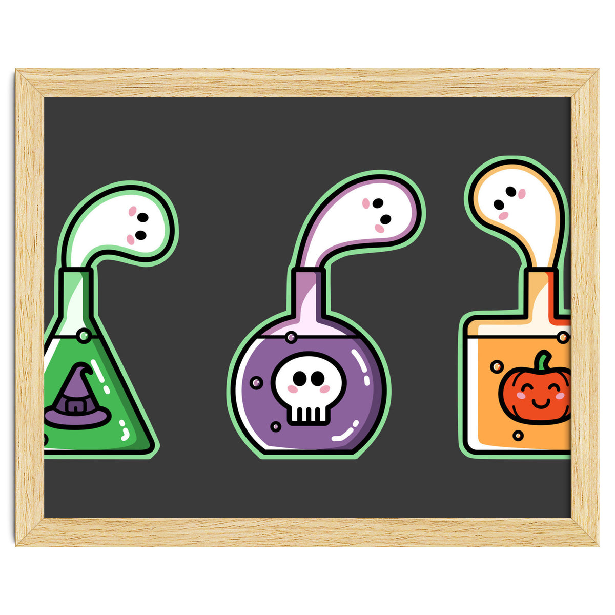 Kawaii Cute Halloween Potions - witches hat, skull, pumpkin, ghosts