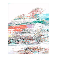 The Snow Mountain, Abstract Nature Digital Painting, Scandinavian Landscape Winter Travel (Print Only)