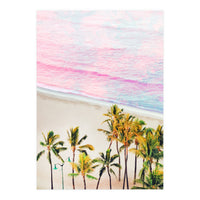 Pink Ocean | Dreamy Scenic Tropical Beach Travel | Blush Nature Sea Beach Coconut Trees (Print Only)