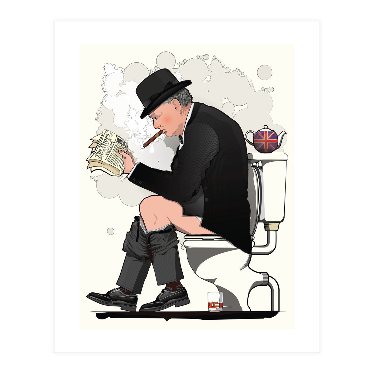 Churchill on the Toilet, Funny Bathroom Humour (Print Only)