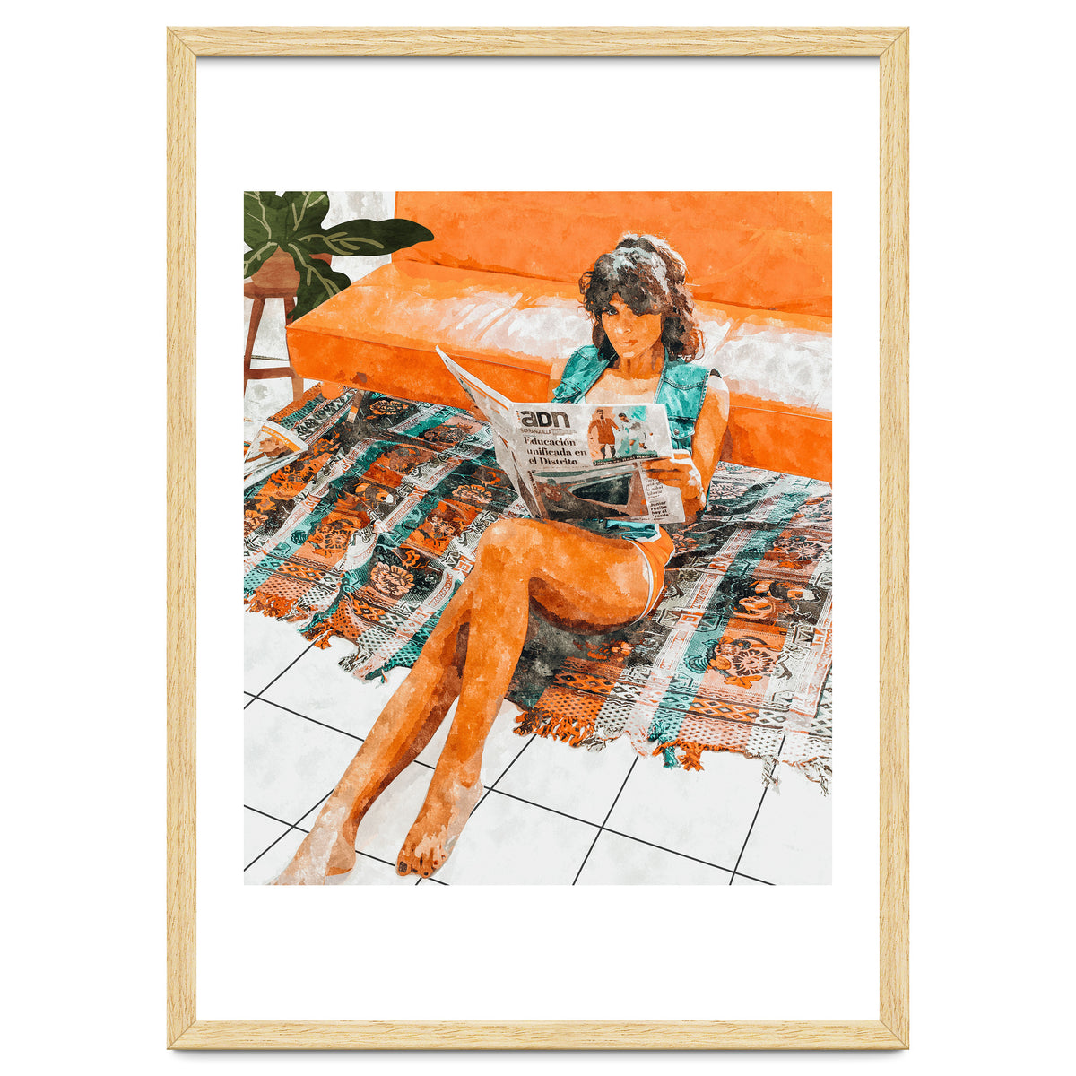 The Gossip Column | Modern Bohemian Woman Hippie Décor | Staycation Fashion Painting