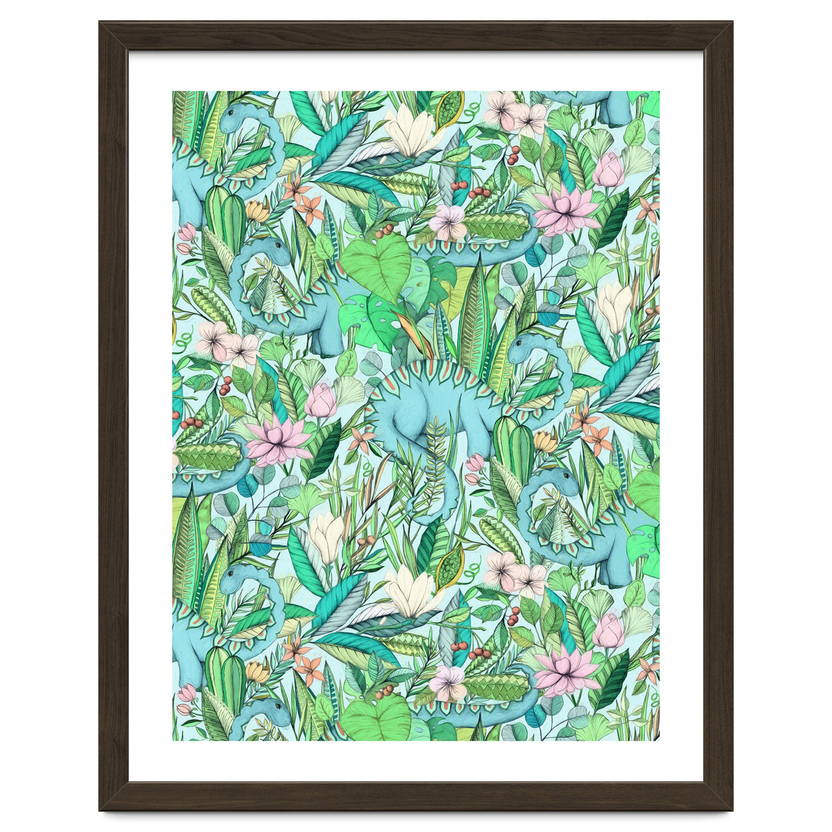 Improbable Botanical with Dinosaurs - soft pastels