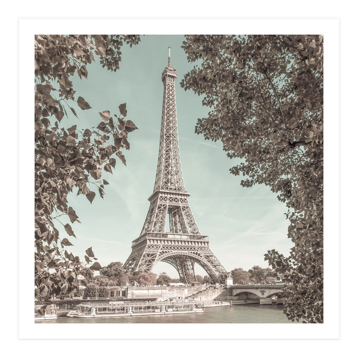 PARIS Eiffel Tower & River Seine | urban vintage style (Print Only)