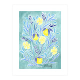 Wild Orange Floral | Lemon & Duck Egg Blue (Print Only) thumbnail