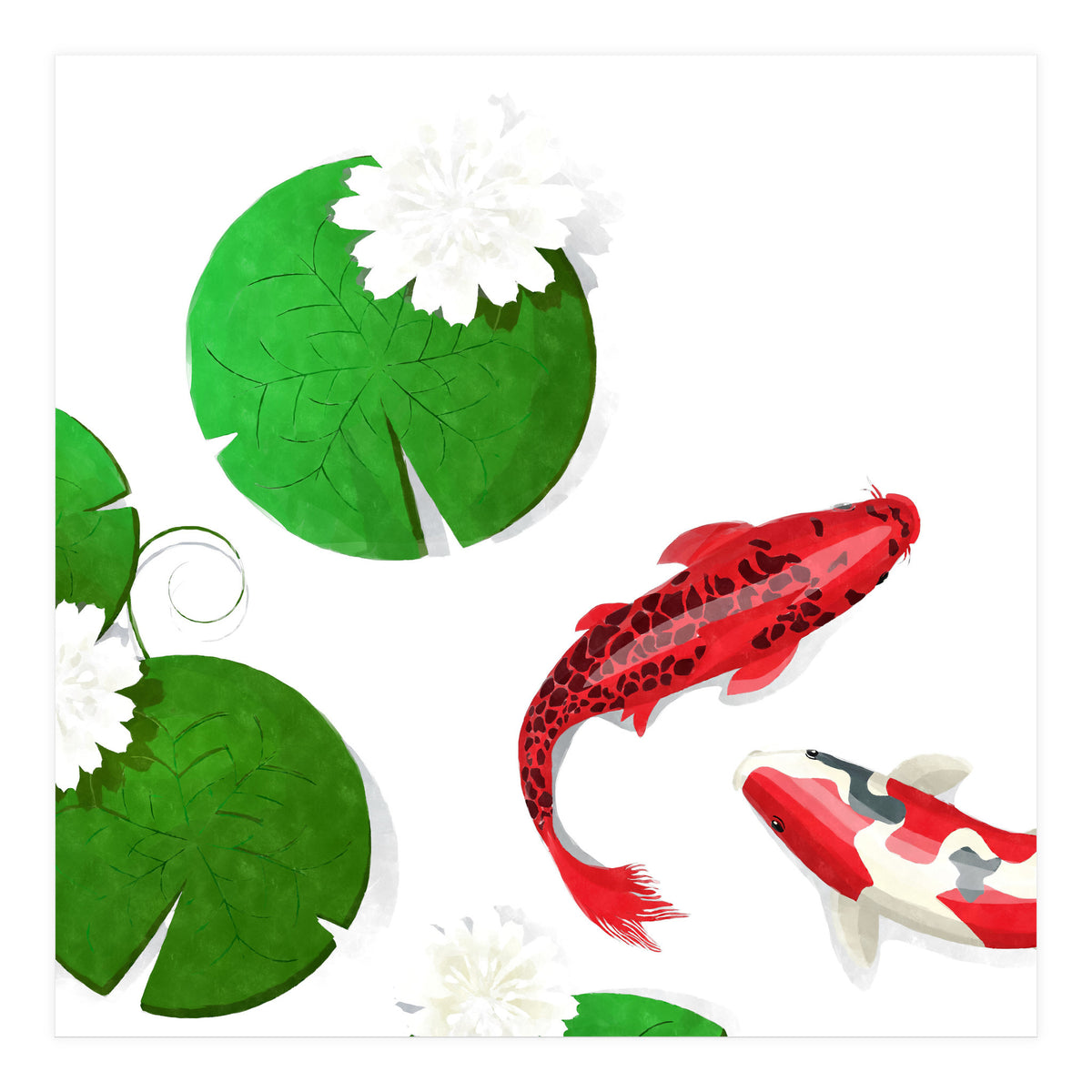 Watercolor Koi Fish Background (Print Only)