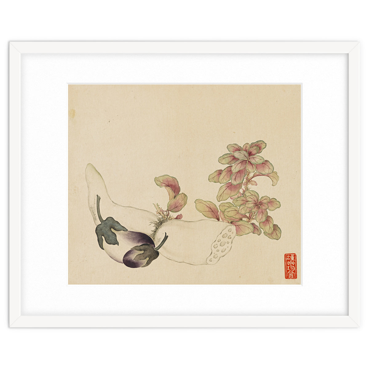 Wang Chengyu ~flowers, Vegetables, Fruits, Eggplant, Lotus Root