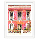 Monkey Business | Watercolor Tropical Goa Architecture Painting | Travel Pastel Pink Blush Building thumbnail