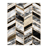 Abstract Chevron Pattern - Black and White Marble (Print Only) thumbnail