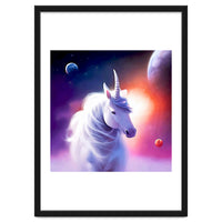 Space Unicorn, Fantasy Surrealism Sci-fi, Animals Horse Planets Digital, Moon Stars