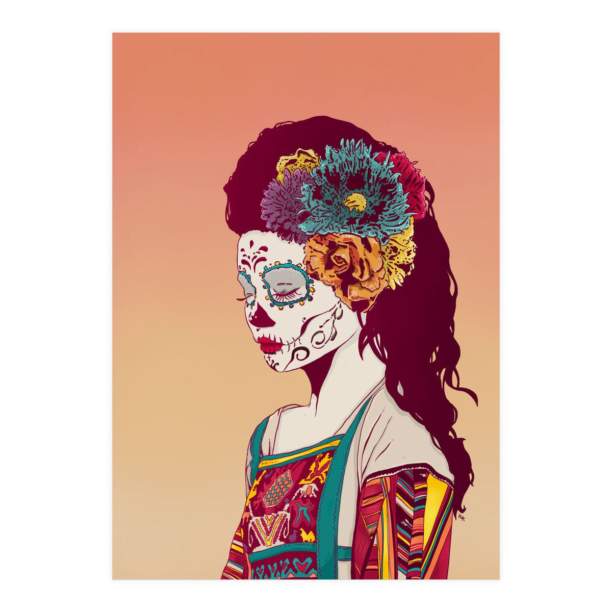 Mexican Skull Lady (Print Only)
