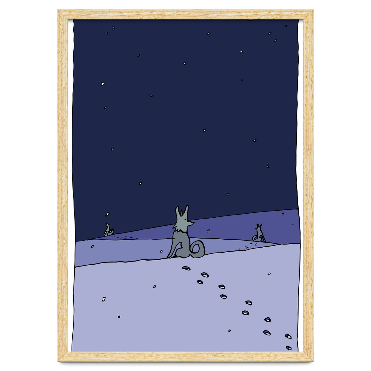 Dogs in Winter Night