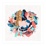 Yellow Hair Tropical Girl With Cheetah (Print Only) thumbnail