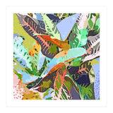 Jungle Plants, Tropical Nature Dark Botanical Illustration, Eclectic Colorful Forest Painting (Print Only) thumbnail