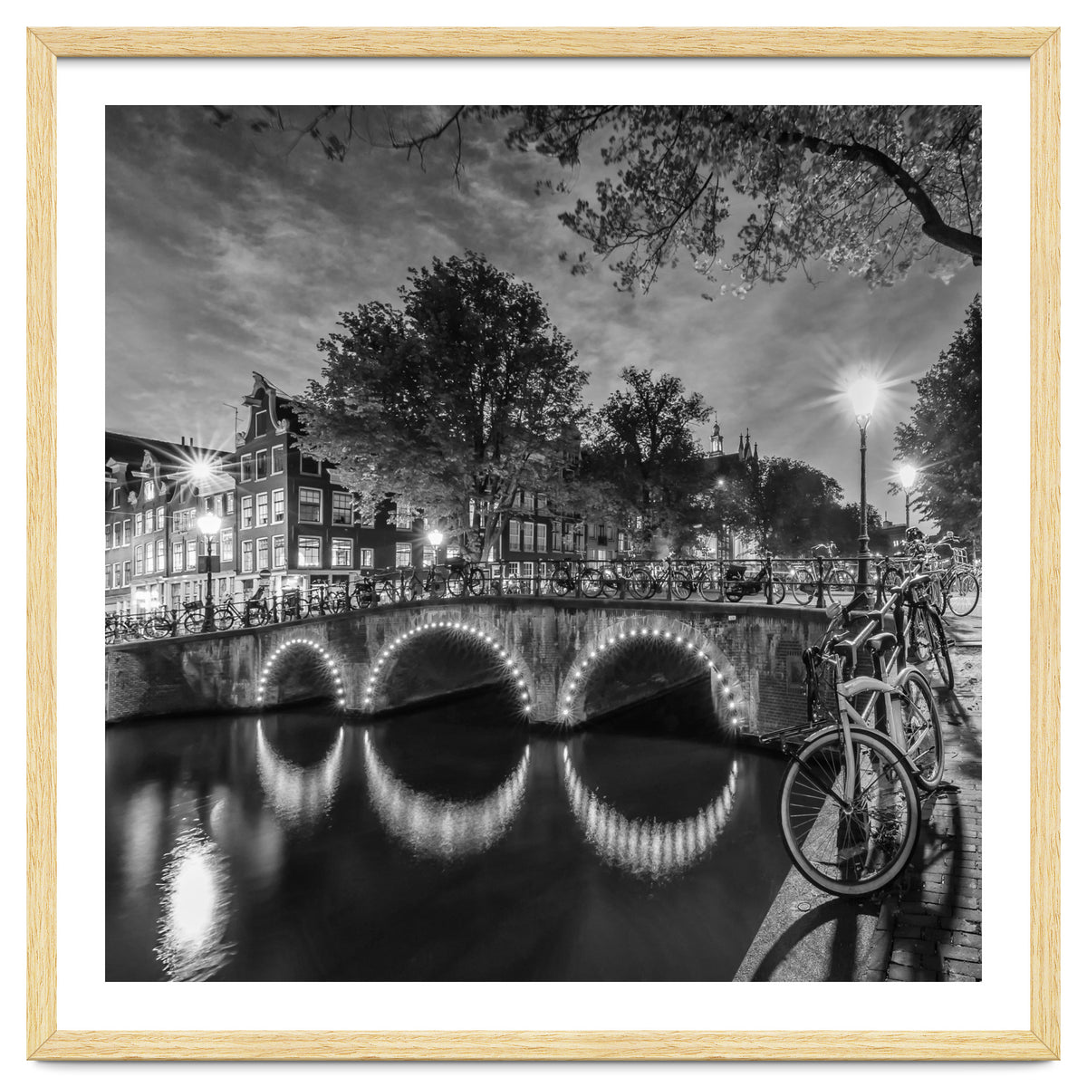 AMSTERDAM Idyllic nightscape from Keizersgracht | Monochrome
