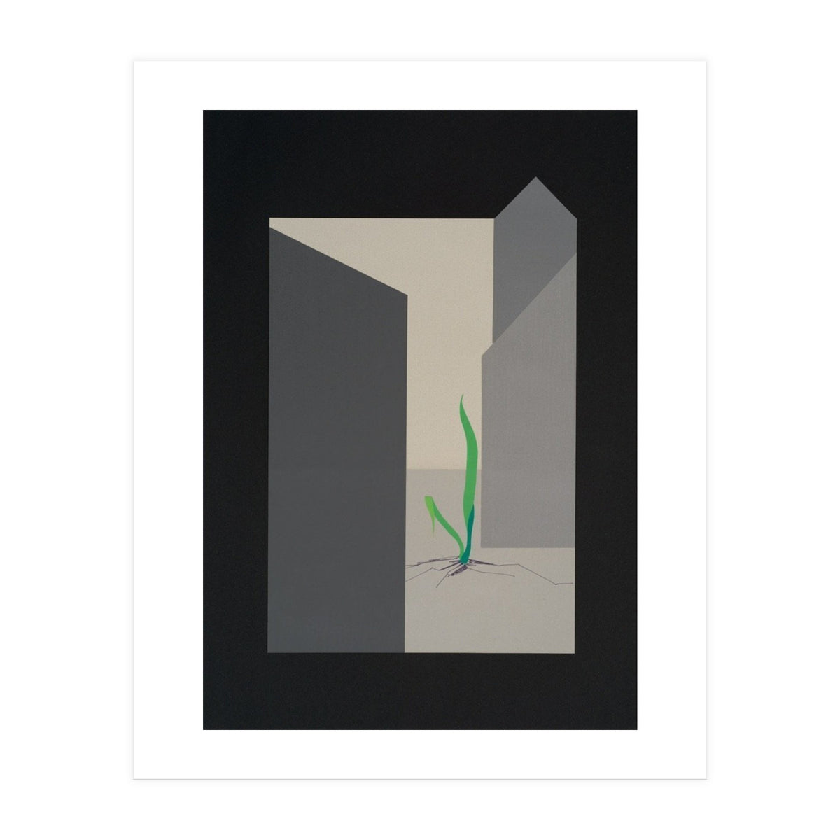 Grass straw in concrete landscape. (Print Only)