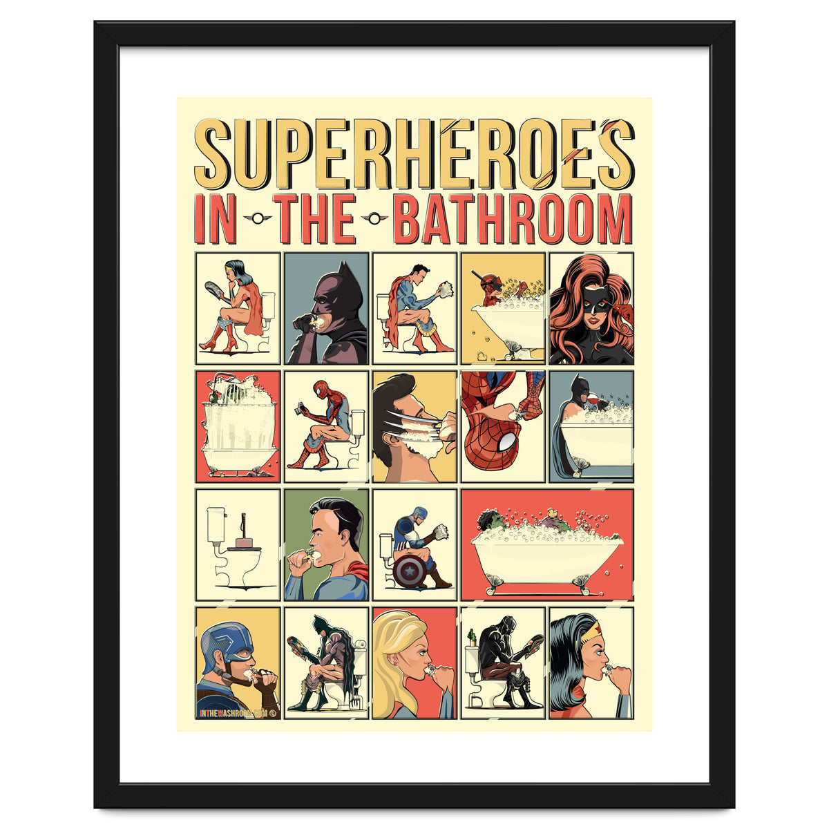 Superheroes in the Bathroom, funny Bathroom Humour