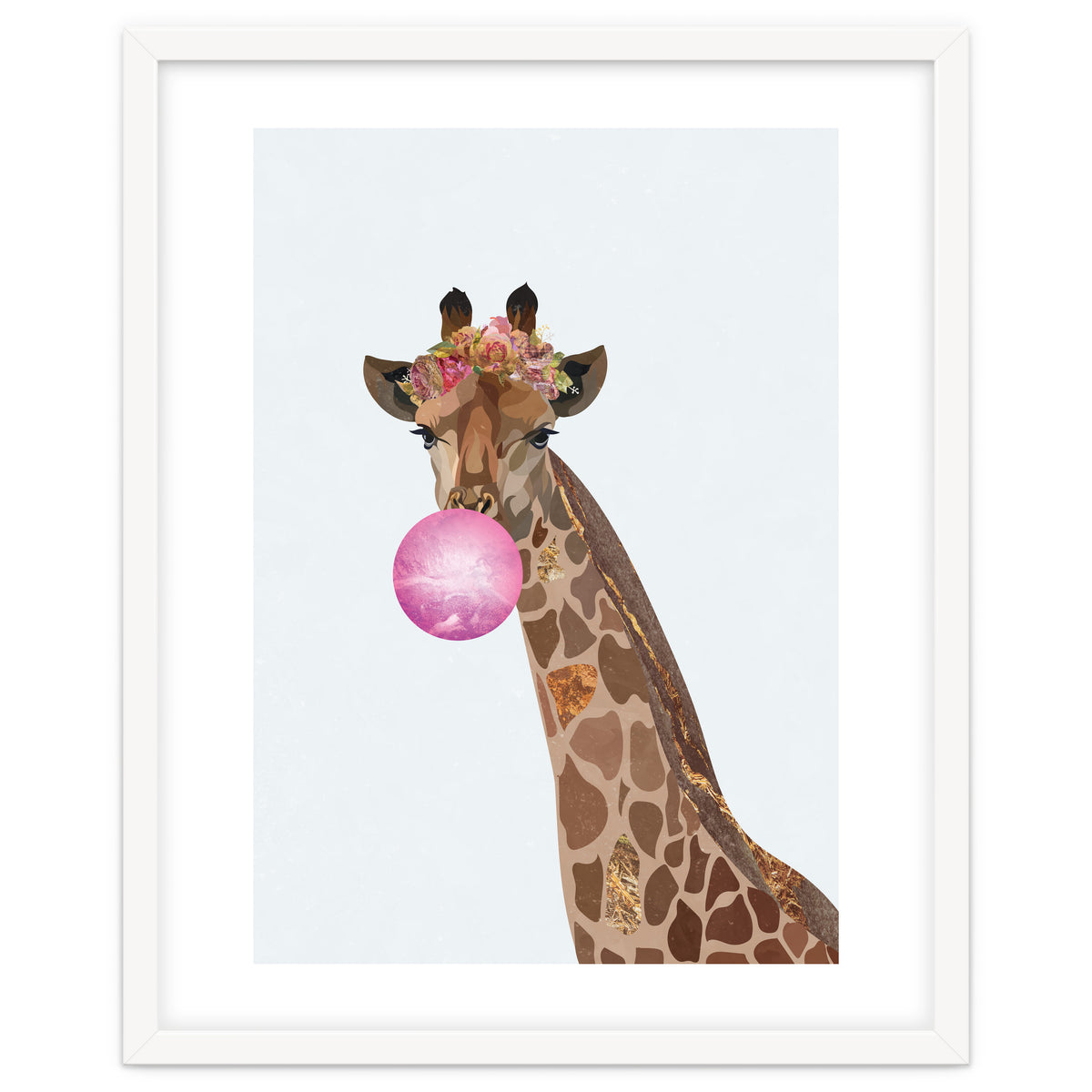 Bubble gum Giraffe Portrait
