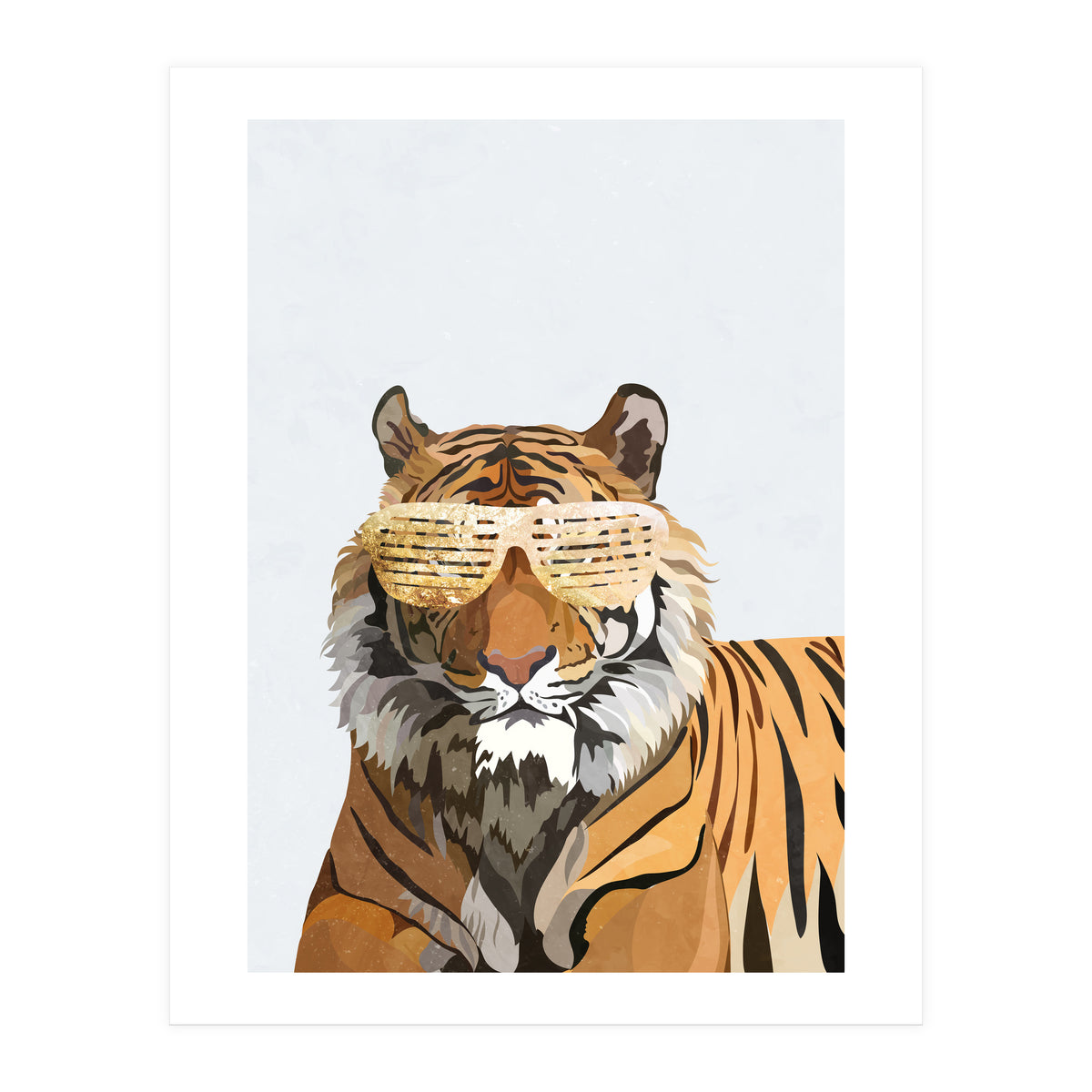 Hip Hop Tiger White Portrait (Print Only)