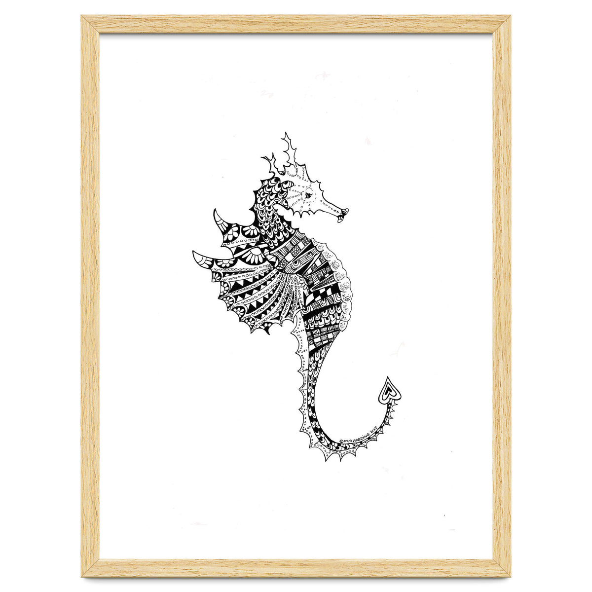Seahorse Dragon Zen Doodle