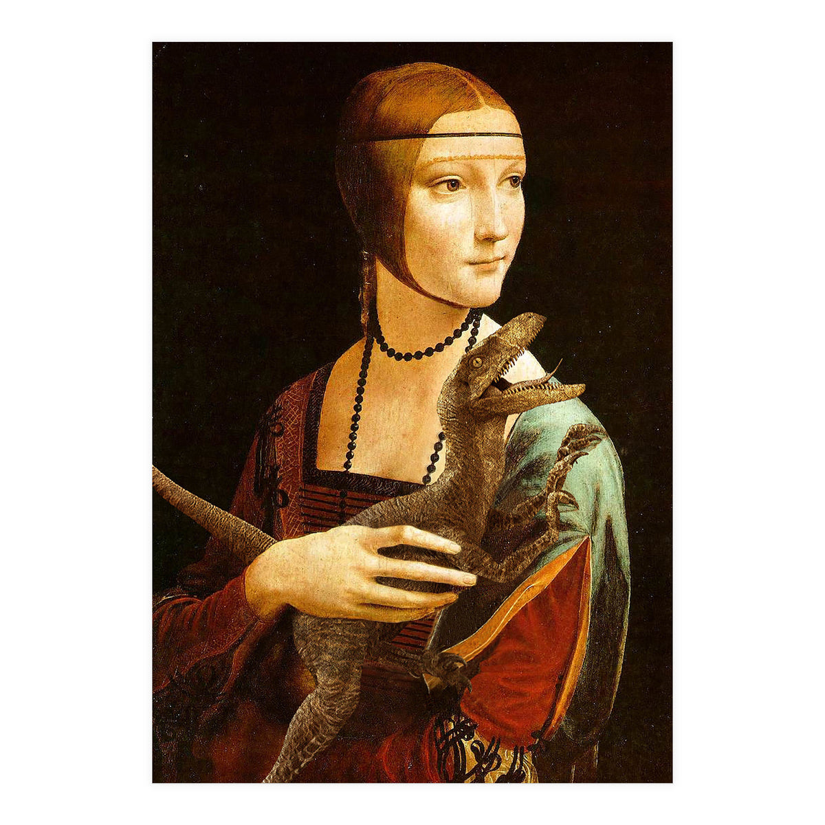 Lady With A Velociraptor (Print Only)