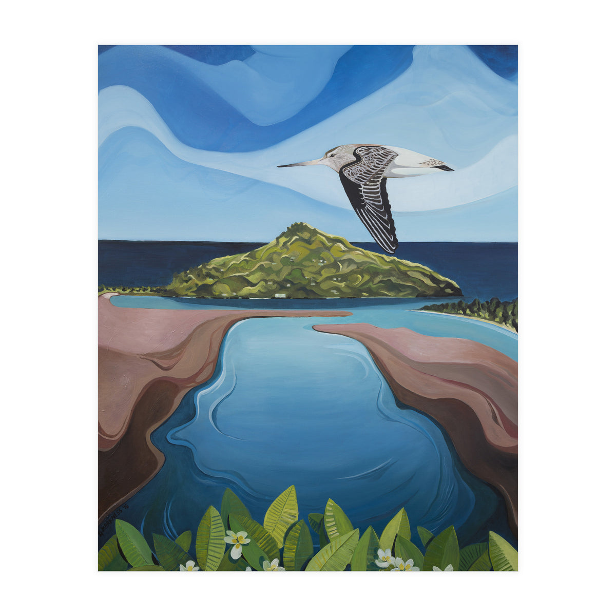Godwit Over Paku (Print Only)