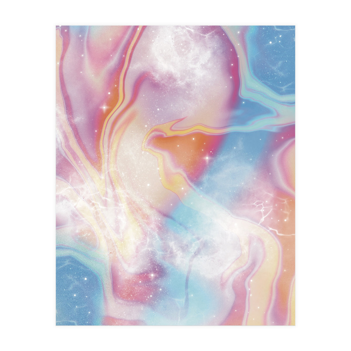 Pastel Pink Blue Space Marbling (Print Only)