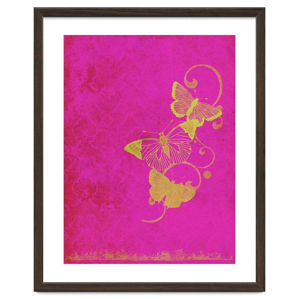 Yellow Butterflies on Pink