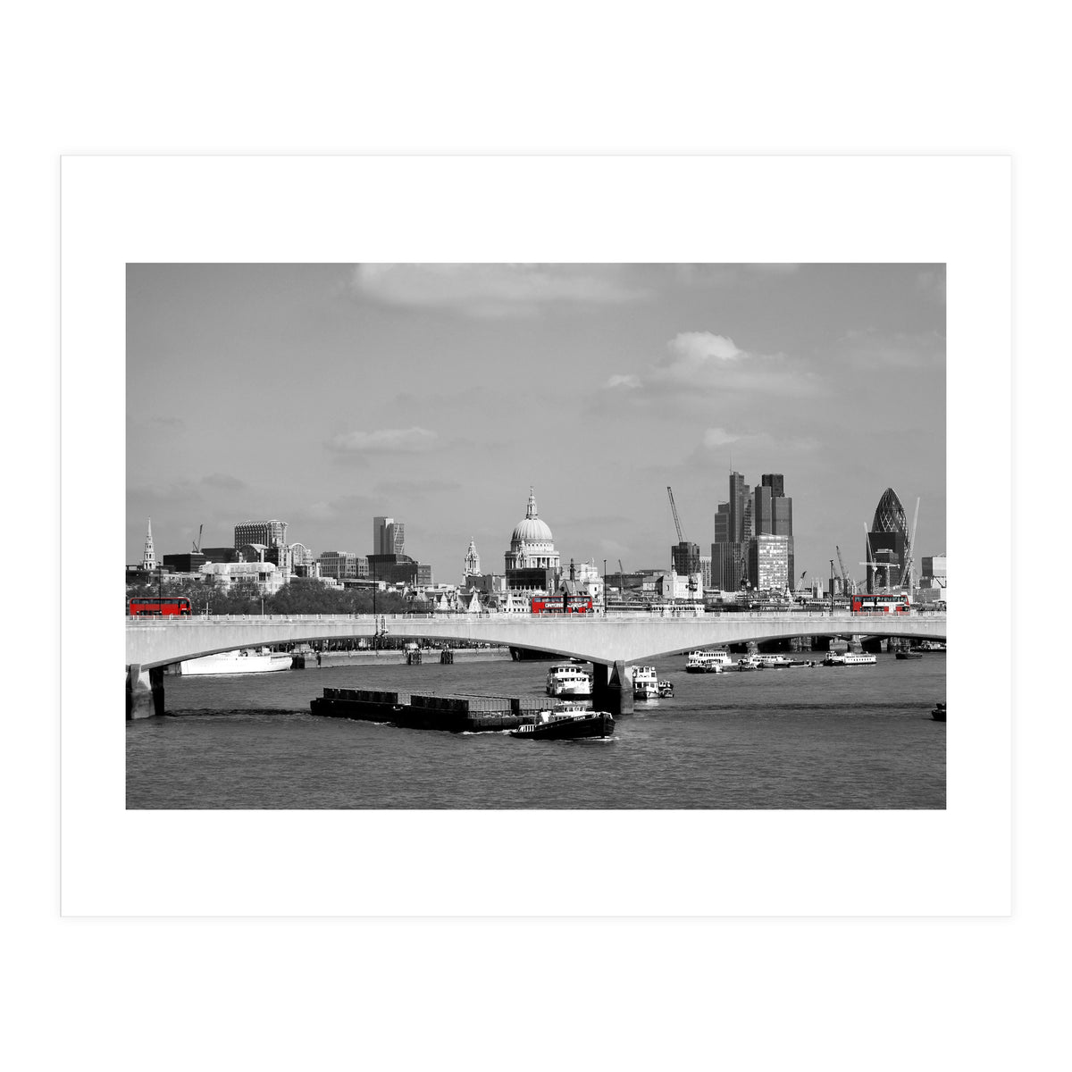 Red Buses London Thames (Print Only)