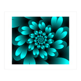 Turquoise Floral Satin Art (Print Only) thumbnail