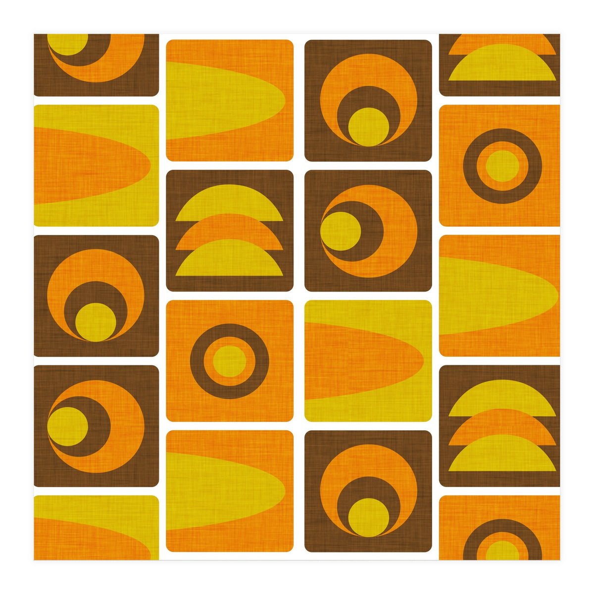 70s Cube Geo Brown  (Print Only)