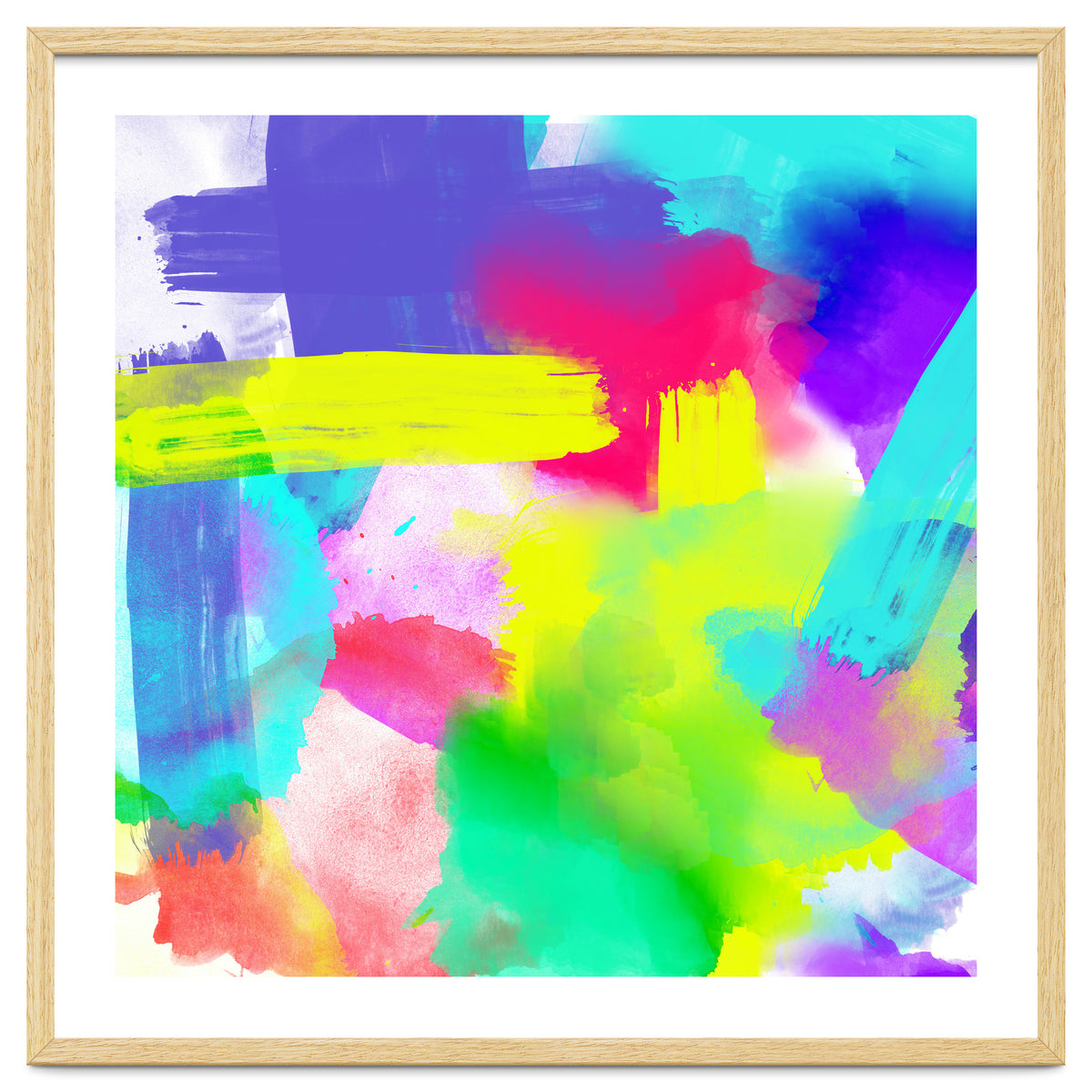 Abstract Stripes Neon Artistic Watercolor Pattern