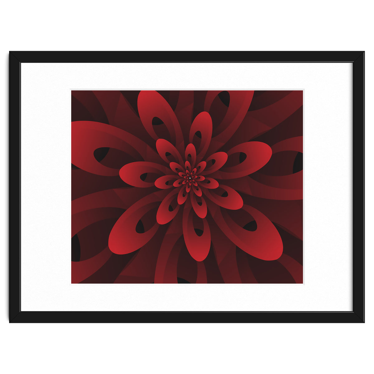 Abstract Digital Modern Red Floral 3D ART