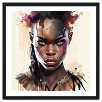 Watercolor African Warrior Woman #2