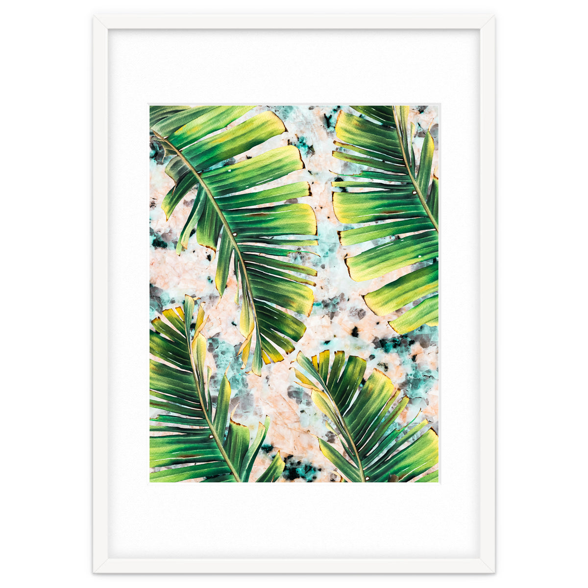 Palm leaf on marble 02