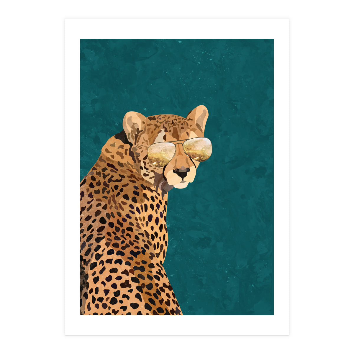 Cool Cat Cheetah Gold and Green (Print Only)