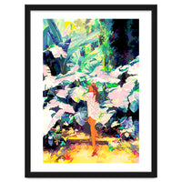 Live Quietly In a Corner Of Nature, Modern Bohemian Woman Jungle Forest Eclectic Painting