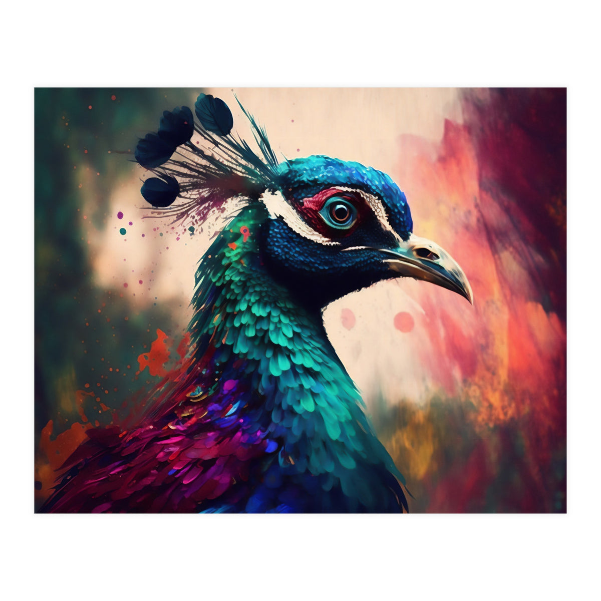 Peacock Bright Modern Painting (Print Only)