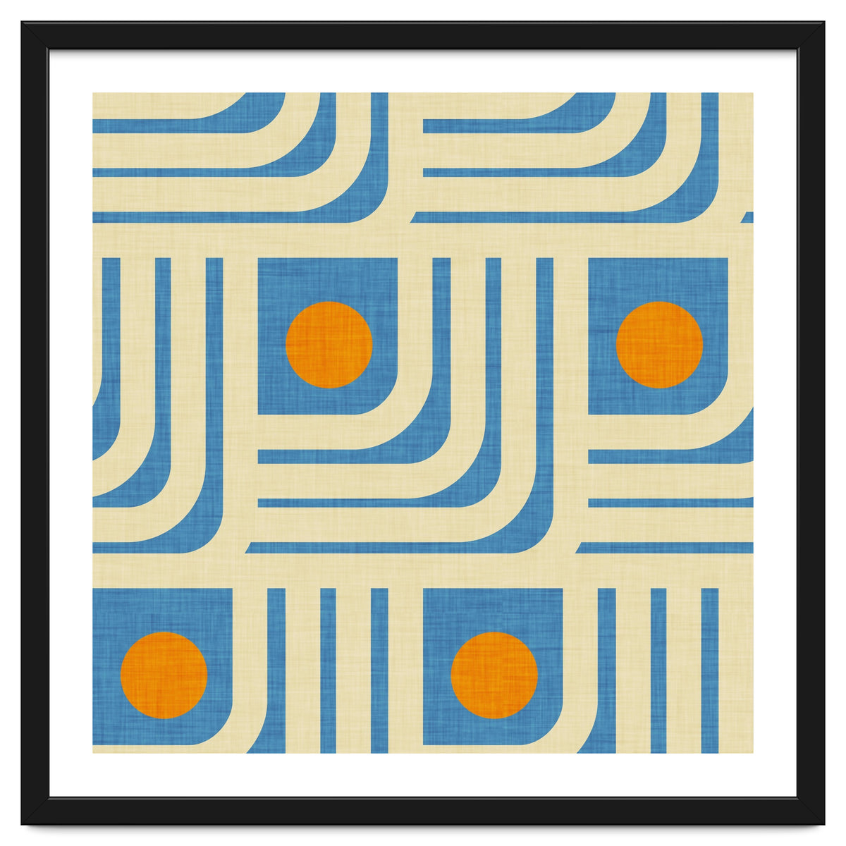 70s Curve Lines Blue Orange