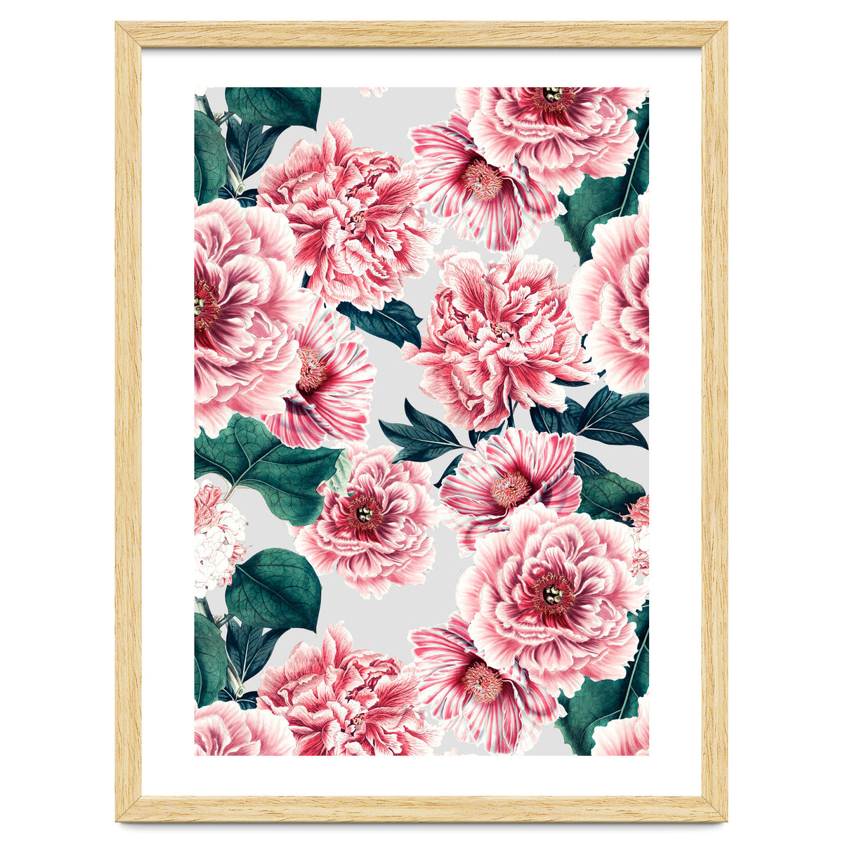 Pattern pink vintage peonies