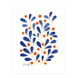 Springtime Floral | Blue and Orange (Print Only) thumbnail