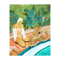 The Wild Side, Human & Nature Connection, Woman With Cheetah Cat, Tiger Painting (Print Only)