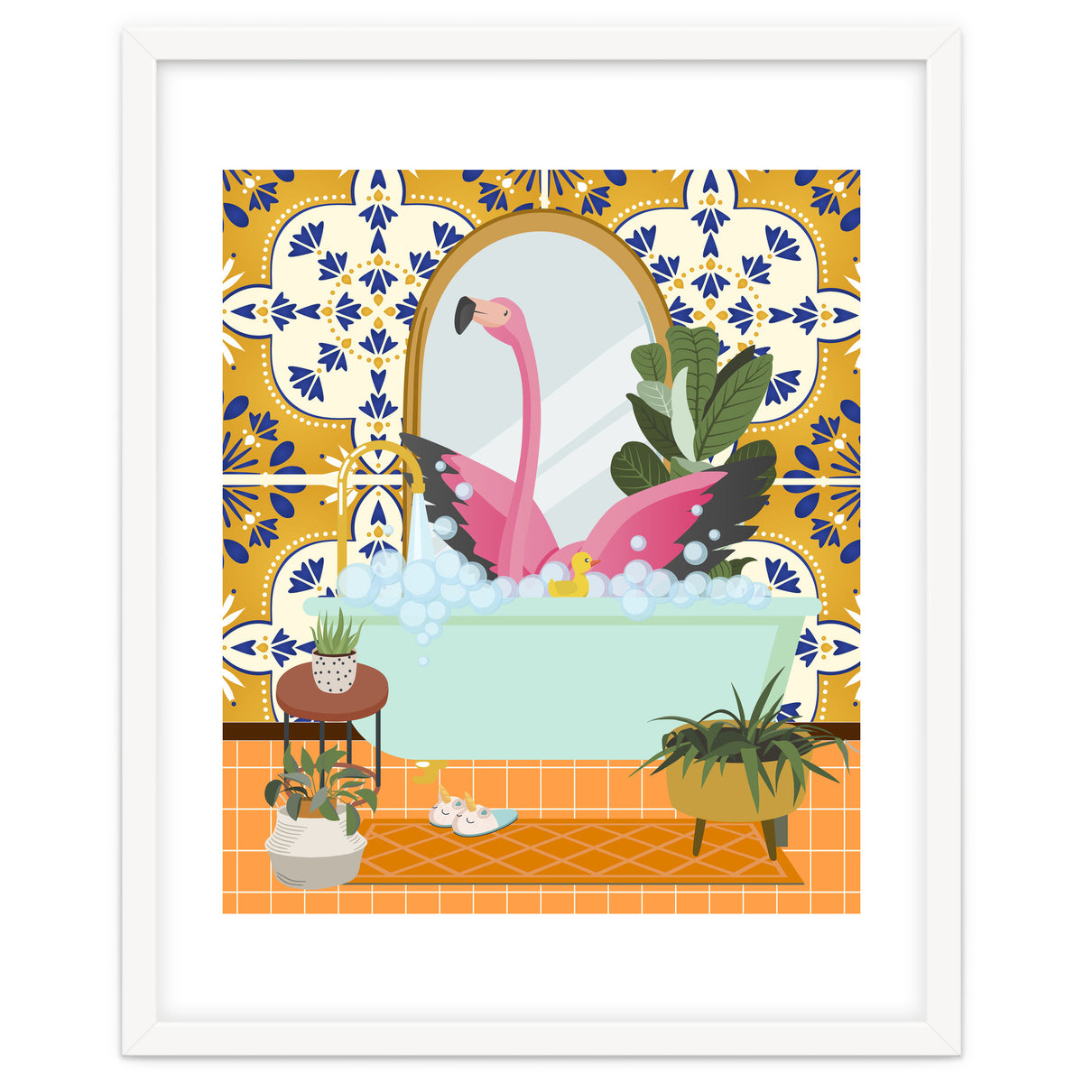 Flamingo Bathing in Moroccan Style Bathroom