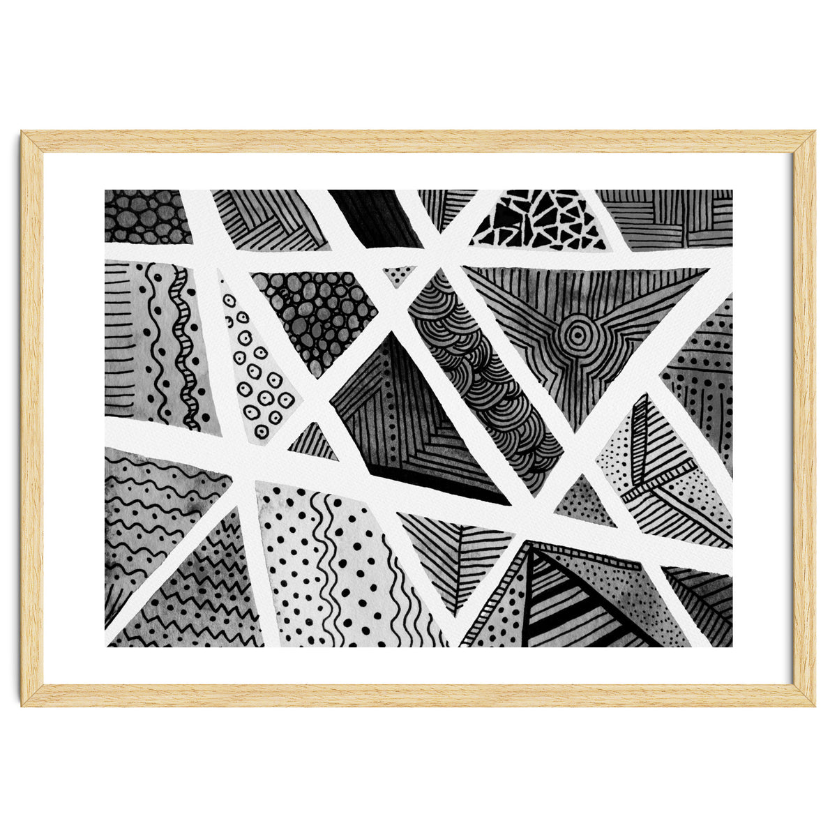 Geometric doodle pattern in black and white