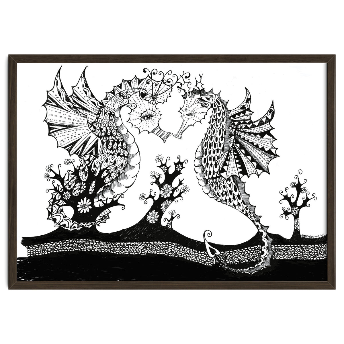 Seahorse Dragons Love Illustration