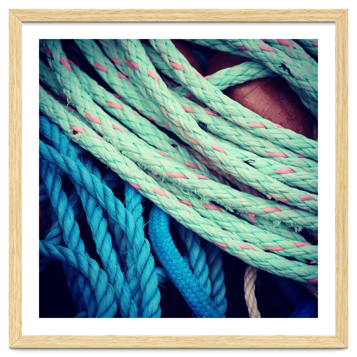 fishing ropes: blue and green