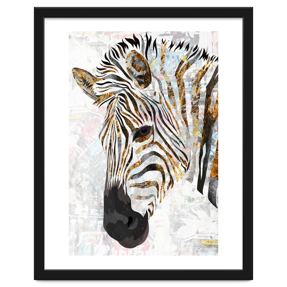 Grungy Zebra Gold and White