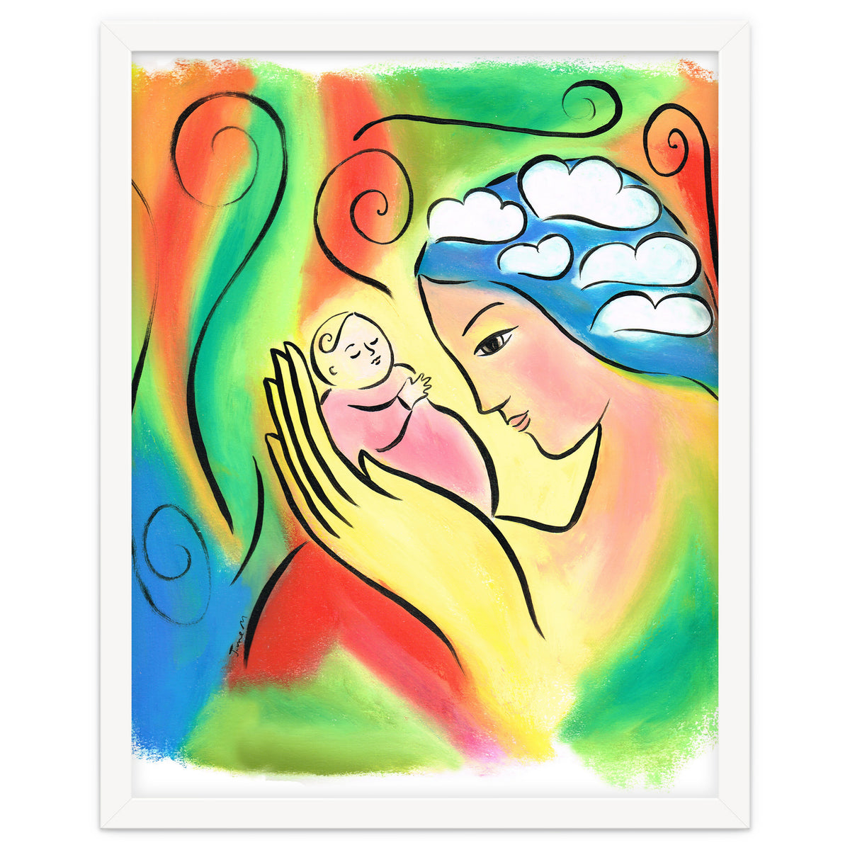 Woman And Baby With Clouds