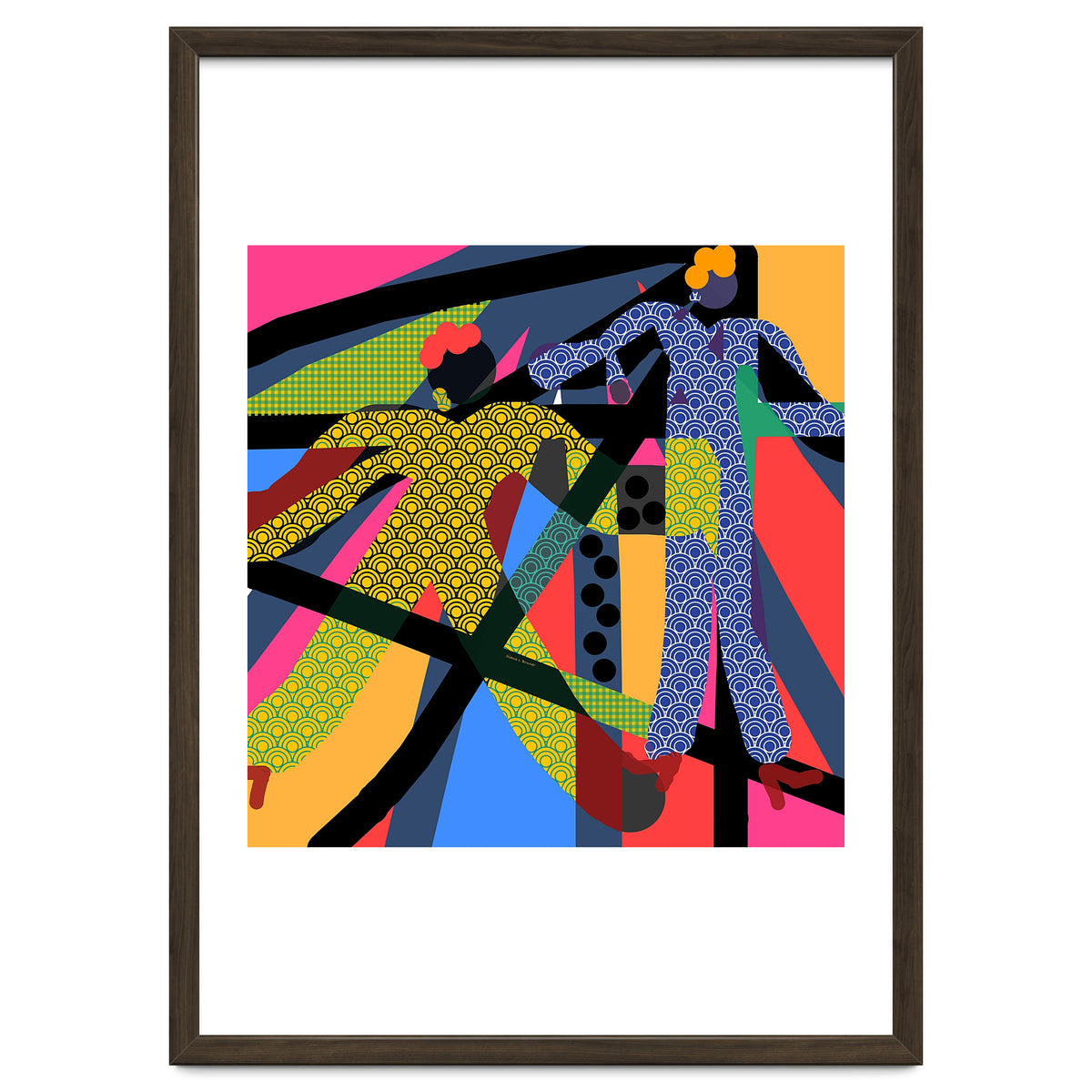 LADIES WEARING YELLOW AND BLUE PATTERNS