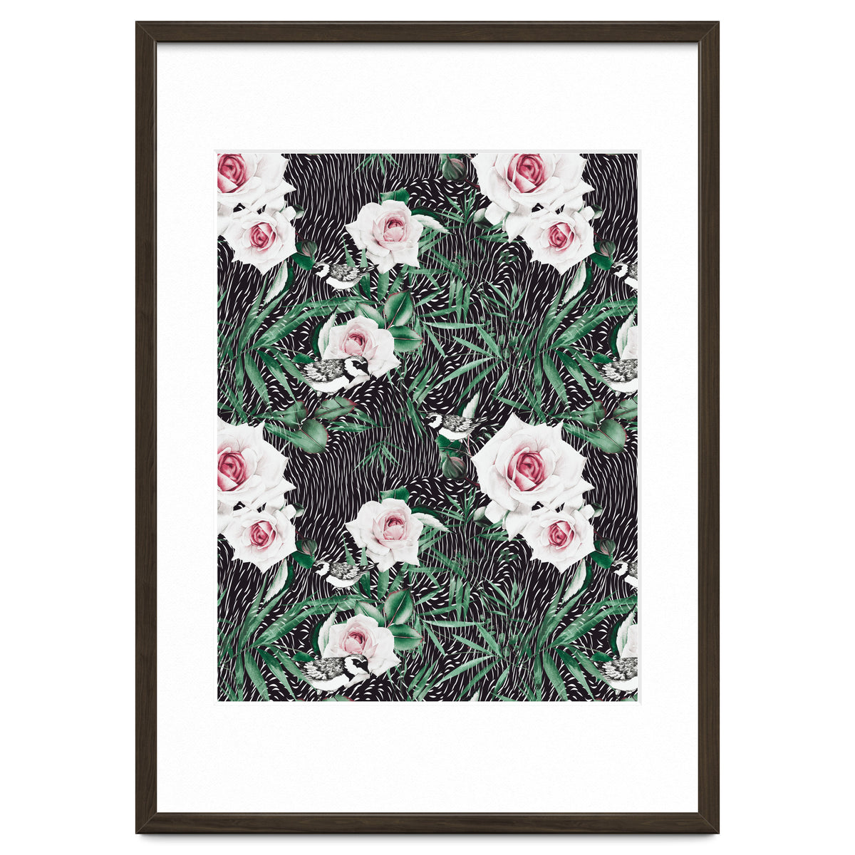 Dark flowery abstract of birds